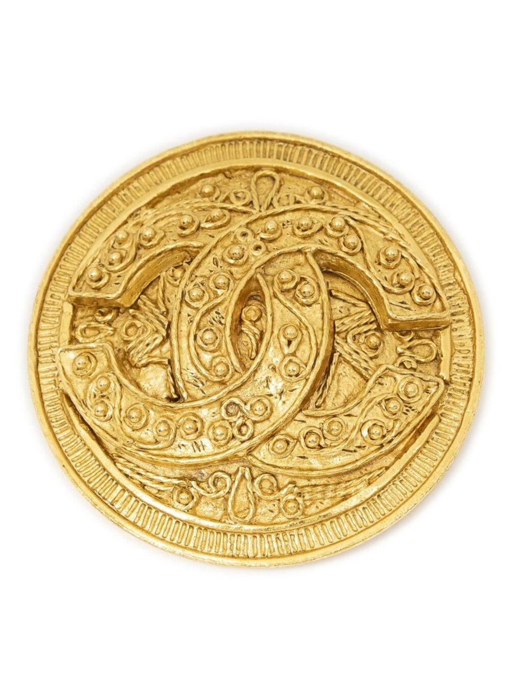 Chanel CC Medallion Brooch Gold Plated